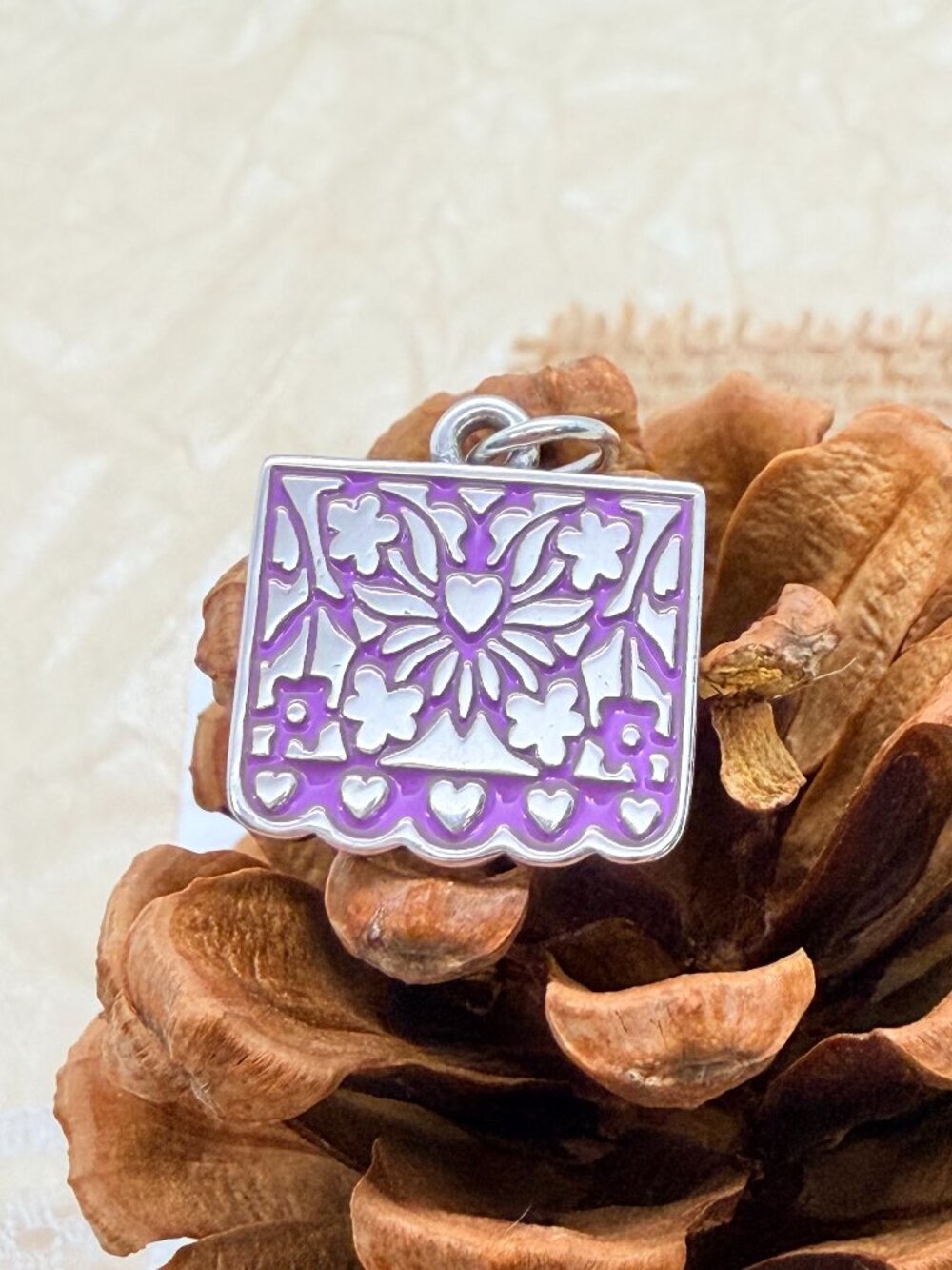 James Avery Purple Enamel Papel Picado Charm Sterling Silver Fiesta